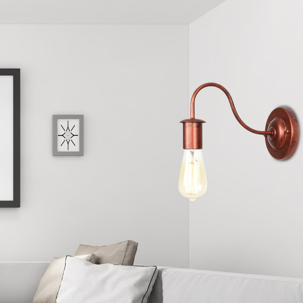 6"/10" High 1 Head Metal Wall Lighting Industrial Rust Bare Bulb Living Room Wall Sconce Lamp with Gooseneck Arm Rust 6" Clearhalo 'Art deco wall lights' 'Cast Iron' 'Glass' 'Industrial wall lights' 'Industrial' 'Middle century wall lights' 'Modern' 'Rustic wall lights' 'Tiffany' 'Traditional wall lights' 'Wall Lamps & Sconces' 'Wall Lights' Lighting' 1788178