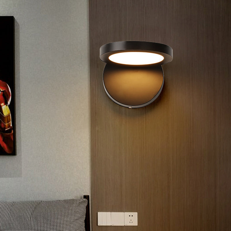 Acrylic Rotating Lens Wall Lighting Simplicity White/Black LED Sconce Light Fixture in Warm/White Light Black Clearhalo 'Cast Iron' 'Glass' 'Industrial' 'Modern wall lights' 'Modern' 'Tiffany' 'Traditional wall lights' 'Wall Lamps & Sconces' 'Wall Lights' Lighting' 1788411