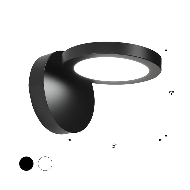 Acrylic Rotating Lens Wall Lighting Simplicity White/Black LED Sconce Light Fixture in Warm/White Light Clearhalo 'Cast Iron' 'Glass' 'Industrial' 'Modern wall lights' 'Modern' 'Tiffany' 'Traditional wall lights' 'Wall Lamps & Sconces' 'Wall Lights' Lighting' 1788415