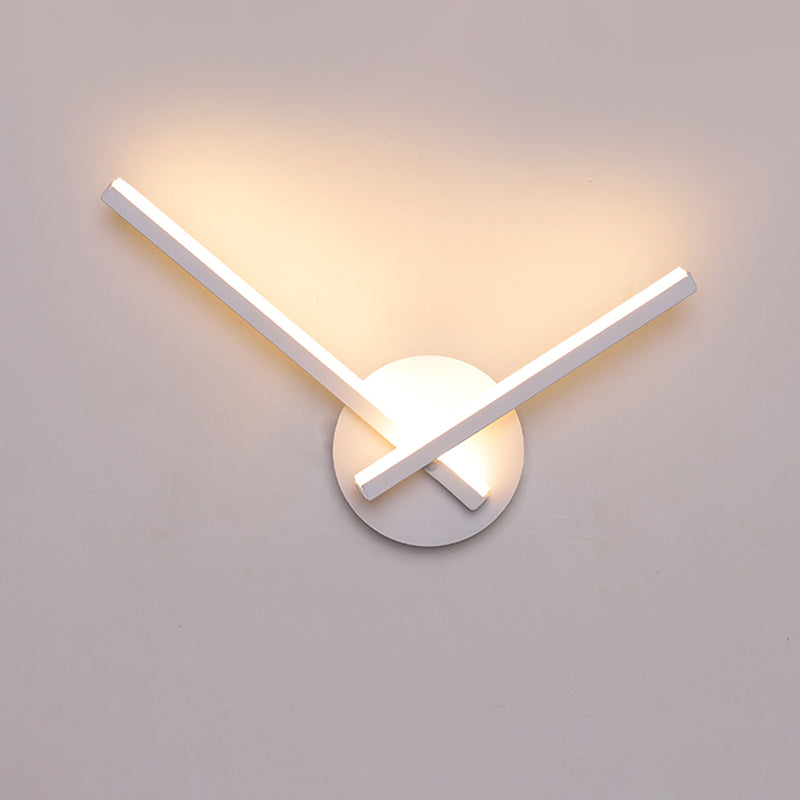 Acrylic Cross Wall Lighting Ideas Minimalism Black/White LED Sconce Lamp in Warm/White Light for Bedside Clearhalo 'Cast Iron' 'Glass' 'Industrial' 'Modern wall lights' 'Modern' 'Tiffany' 'Traditional wall lights' 'Wall Lamps & Sconces' 'Wall Lights' Lighting' 1788490