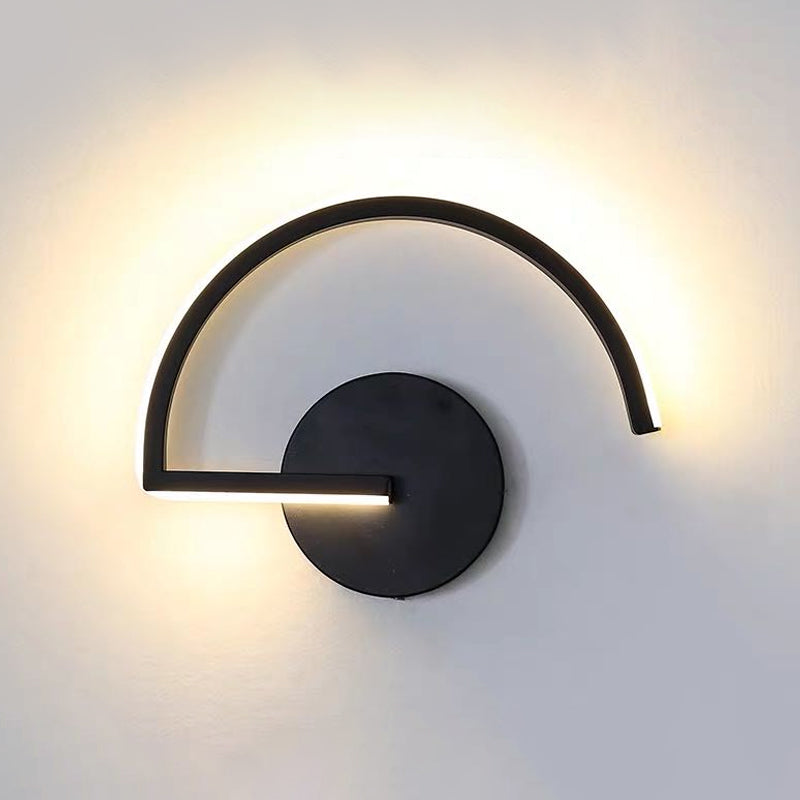 Minimalist Half-Circle Metal Sconce Ideas LED Wall Mounted Lighting Fixture in Black with Open Design, Warm/White Light Clearhalo 'Cast Iron' 'Glass' 'Industrial' 'Modern wall lights' 'Modern' 'Tiffany' 'Traditional wall lights' 'Wall Lamps & Sconces' 'Wall Lights' Lighting' 1788498