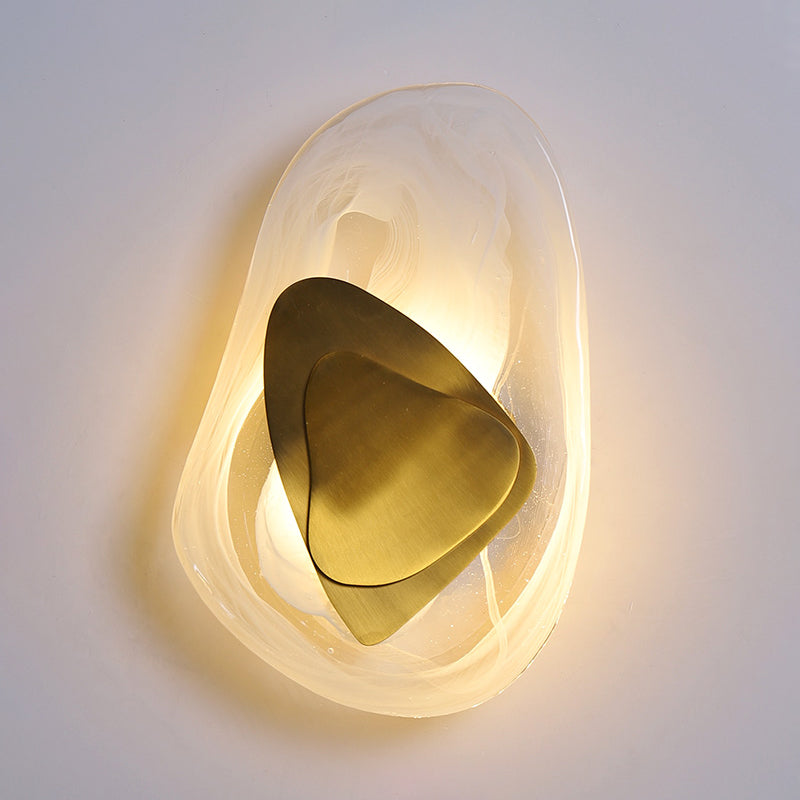 Clear Glass Rock Surface Wall Sconce Minimalist Creative Black/Gold LED Flush Mount for Dining Room Clearhalo 'Cast Iron' 'Glass' 'Industrial' 'Modern wall lights' 'Modern' 'Tiffany' 'Traditional wall lights' 'Wall Lamps & Sconces' 'Wall Lights' Lighting' 1788598