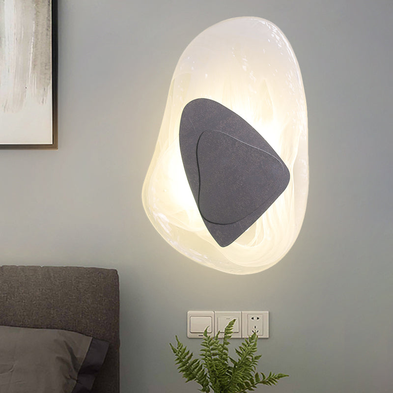 Clear Glass Rock Surface Wall Sconce Minimalist Creative Black/Gold LED Flush Mount for Dining Room Clearhalo 'Cast Iron' 'Glass' 'Industrial' 'Modern wall lights' 'Modern' 'Tiffany' 'Traditional wall lights' 'Wall Lamps & Sconces' 'Wall Lights' Lighting' 1788600