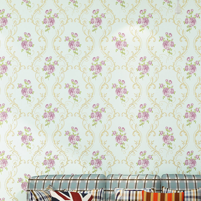 31' x 20.5" European Wallpaper Roll for Girl's Bedroom with 3D Effect Dense Flower Pattern in Natural Color Purple Clearhalo 'Country wall decor' 'Rustic' 'Wallpaper' Wall Decor' 1788696