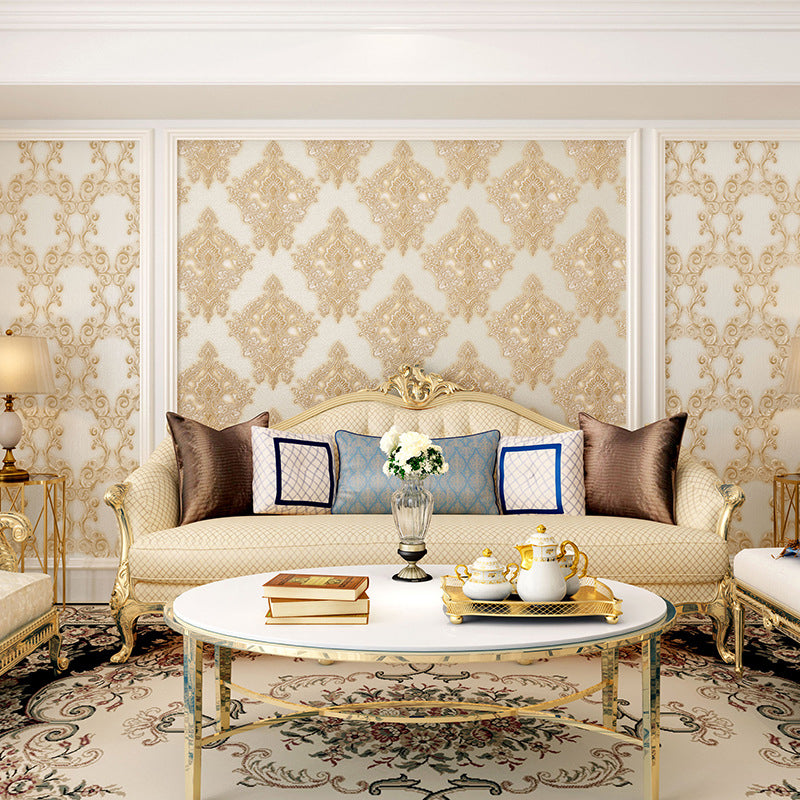 Coffee Shop and Dining Room Wallpaper with Natural Color Retro Flower, 31'L x 20.5"W, Non-Pasted Light Yellow Clearhalo 'Vintage wall decor' 'Vintage' 'Wallpaper' Wall Decor' 1788759