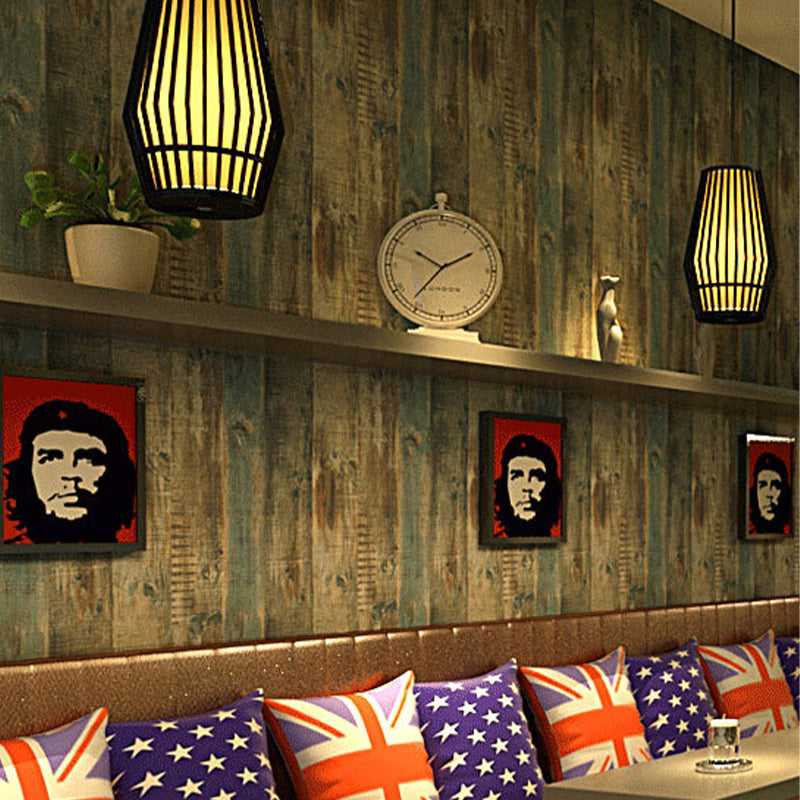 Classic Wooden Stripe Stain-Resistant Non-Pasted Wallpaper, 33' x 20.5" Flaxen Clearhalo 'Country wall decor' 'Rustic' 'Wallpaper' Wall Decor' 1788765