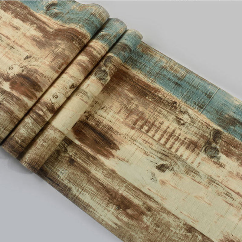 Classic Wooden Stripe Stain-Resistant Non-Pasted Wallpaper, 33' x 20.5" Clearhalo 'Country wall decor' 'Rustic' 'Wallpaper' Wall Decor' 1788767