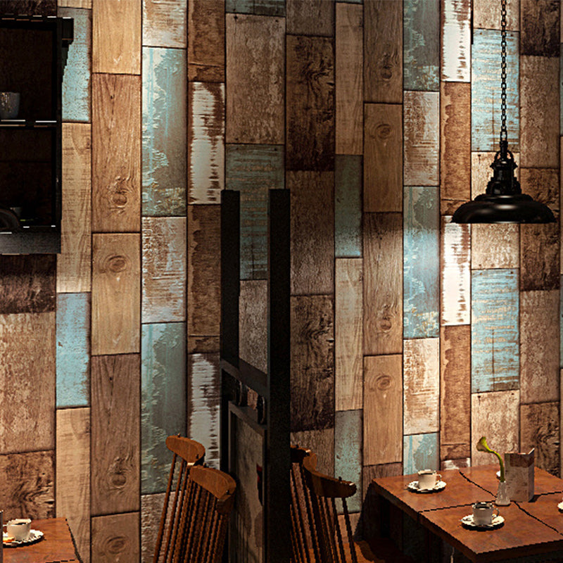 Classic Wooden Stripe Stain-Resistant Non-Pasted Wallpaper, 33' x 20.5" Brown Clearhalo 'Country wall decor' 'Rustic' 'Wallpaper' Wall Decor' 1788769