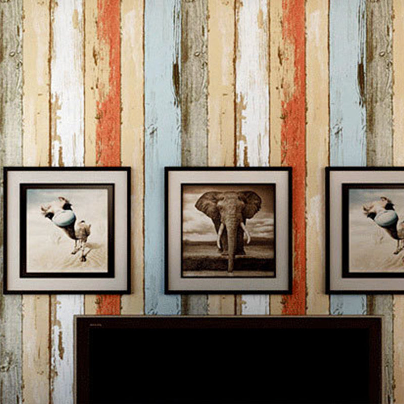 Classic Wooden Stripe Stain-Resistant Non-Pasted Wallpaper, 33' x 20.5" Orange Clearhalo 'Country wall decor' 'Rustic' 'Wallpaper' Wall Decor' 1788772