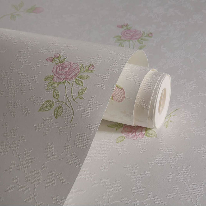 Dense Blossom Design Wall Art in Pastel Color Non-Woven Fabric Wallpaper for Accent Wall, 33'L x 20.5"W Clearhalo 'Country wall decor' 'Rustic' 'Wallpaper' Wall Decor' 1788850