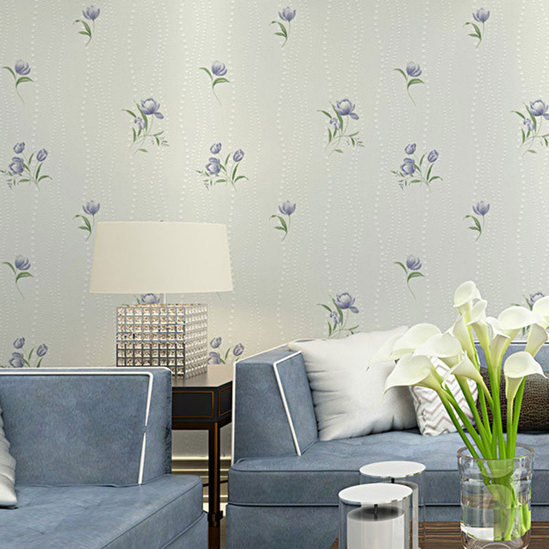 Pastel Color Floral Pattern Wallpaper Water-Resistant Wall Covering for Girl's Bedroom, 20.5"W x 33'L Beige Clearhalo 'Country wall decor' 'Rustic' 'Wallpaper' Wall Decor' 1788884