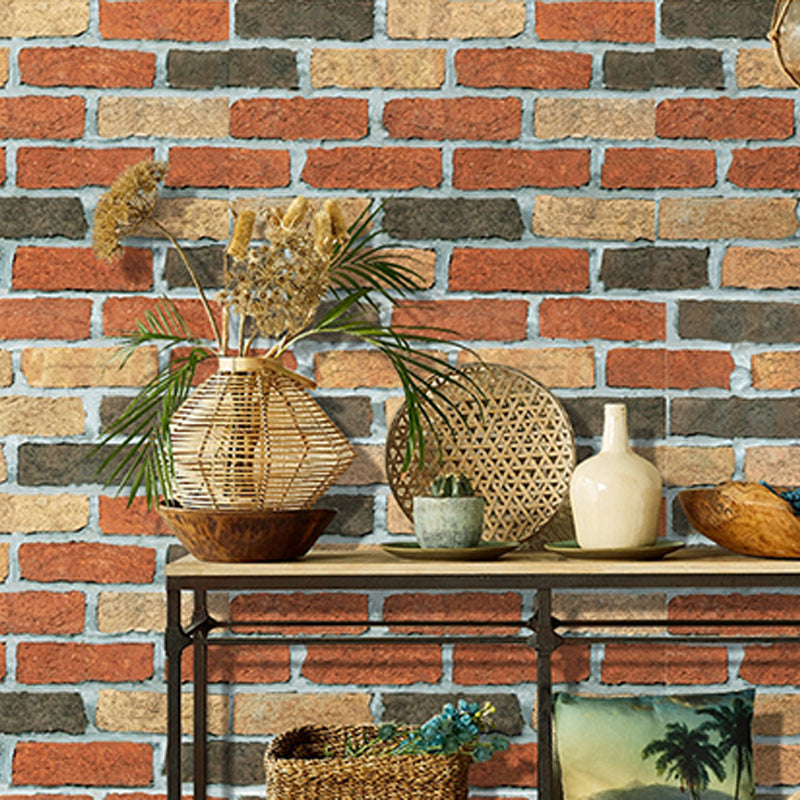 17.5" x 19.5' Nostalgic Industrial Brick Wallpaper, Peel and Stick Red-Yellow Clearhalo 'Industrial wall decor' 'Industrial' 'Wallpaper' Wall Decor' 1788946