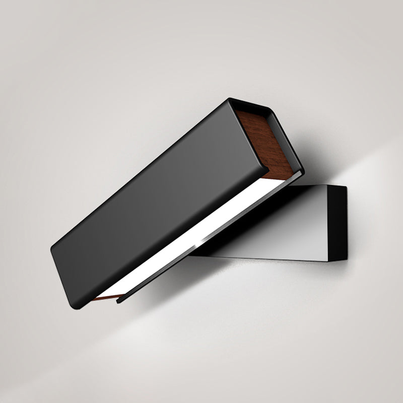 Rotatable Cuboidal LED Sconce Lamp Modern Aluminum Black/White-Wood Wall Mounted Lighting in Warm/White Light Clearhalo 'Cast Iron' 'Glass' 'Industrial' 'Modern wall lights' 'Modern' 'Tiffany' 'Traditional wall lights' 'Wall Lamps & Sconces' 'Wall Lights' Lighting' 1789035