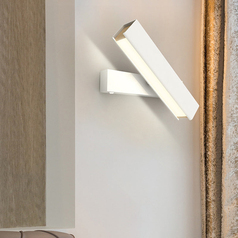 Rotatable Cuboidal LED Sconce Lamp Modern Aluminum Black/White-Wood Wall Mounted Lighting in Warm/White Light Clearhalo 'Cast Iron' 'Glass' 'Industrial' 'Modern wall lights' 'Modern' 'Tiffany' 'Traditional wall lights' 'Wall Lamps & Sconces' 'Wall Lights' Lighting' 1789038