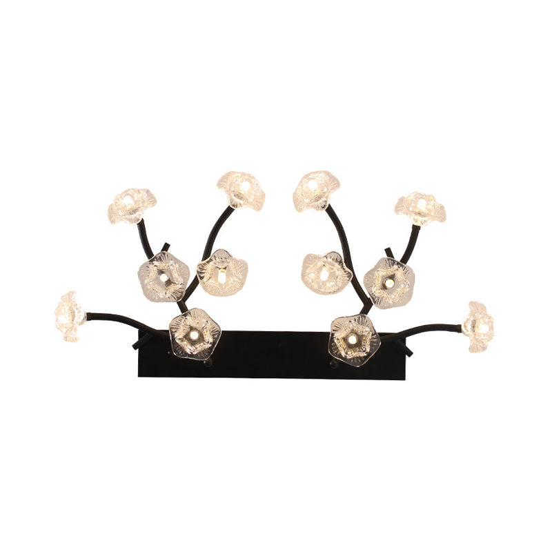 Blossom Clear Glass Wall Light Modern 12 Lights Black Sconce Lighting for Bedroom Clearhalo 'Cast Iron' 'Glass' 'Industrial' 'Modern wall lights' 'Modern' 'Tiffany' 'Traditional wall lights' 'Wall Lamps & Sconces' 'Wall Lights' Lighting' 1789078