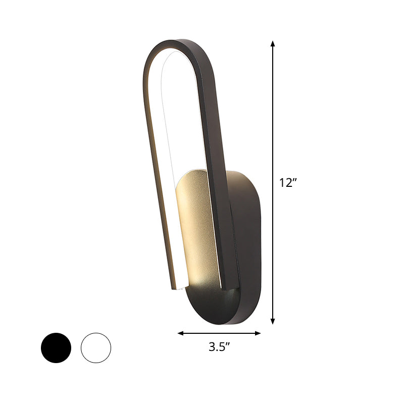 Black/White Sloped Half-Oblong Sconce Minimalist Acrylic LED Wall Mounted Light in Warm/White Light for Parlor Clearhalo 'Cast Iron' 'Glass' 'Industrial' 'Modern wall lights' 'Modern' 'Tiffany' 'Traditional wall lights' 'Wall Lamps & Sconces' 'Wall Lights' Lighting' 1789176