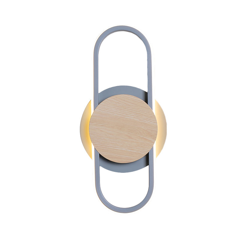 Nordic 2 Layers Round/Square Sconce Light Iron Bedroom LED Wall Mount Lamp with Elliptical Frame, Warm/White Light Clearhalo 'Modern wall lights' 'Modern' 'Wall Lamps & Sconces' 'Wall Lights' Lighting' 1789197