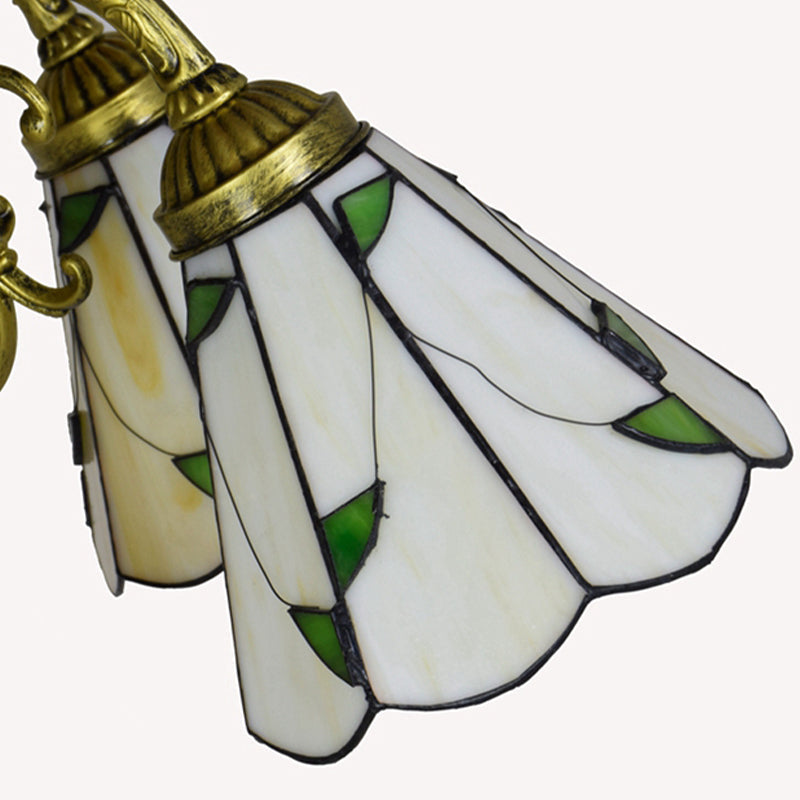 Leaf Chandelier with Agate 7/9/13 Lights Deco Tiffany Antique Art Glass Hanging Light in Beige for Hotel Clearhalo 'Ceiling Lights' 'Chandeliers' 'Close To Ceiling Lights' 'Industrial' 'Middle Century Chandeliers' 'Tiffany Chandeliers' 'Tiffany close to ceiling' 'Tiffany' Lighting' 178934