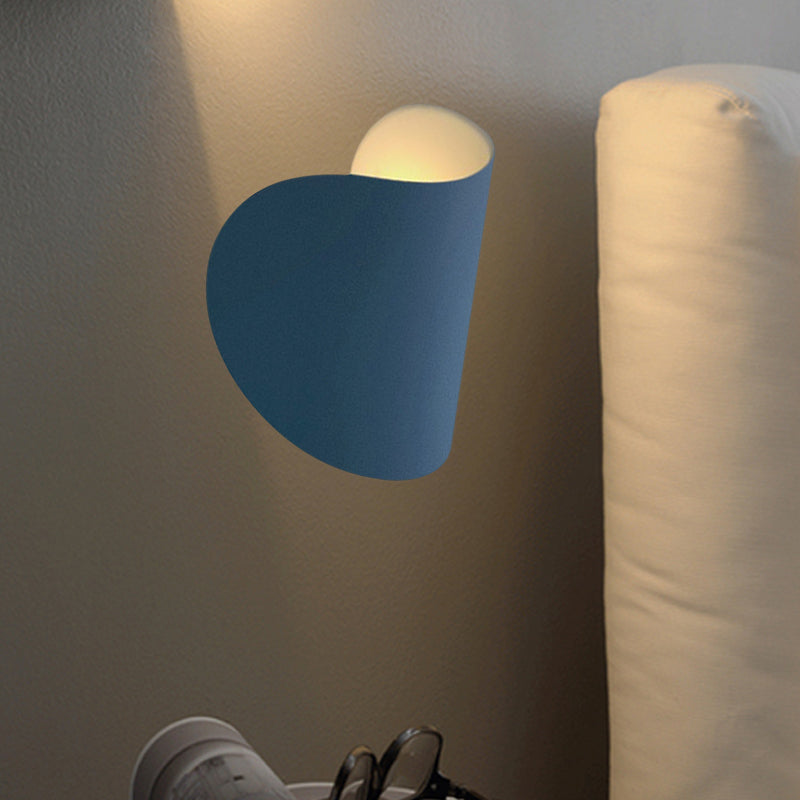 Metal Folded Up Down Wall Light Designer Blue 1 Bulb Flush Mount Sconce for Bedside Blue Clearhalo 'Cast Iron' 'Glass' 'Industrial' 'Modern wall lights' 'Modern' 'Tiffany' 'Traditional wall lights' 'Wall Lamps & Sconces' 'Wall Lights' Lighting' 1789377