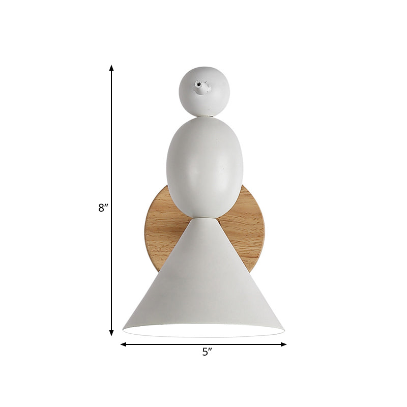 Lark Rotatable Wall Lighting Nordic Iron 1 Light White Sconce with Wood Backplate for Bedroom Clearhalo 'Modern wall lights' 'Modern' 'Wall Lamps & Sconces' 'Wall Lights' Lighting' 1789427
