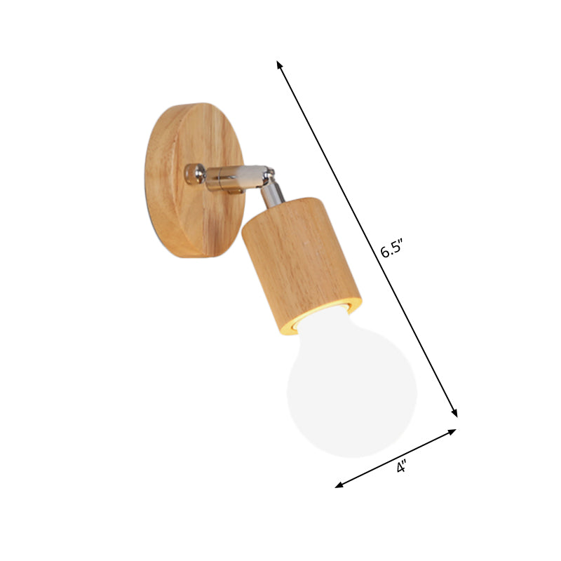 Open Bulb Mini Rotating Sconce Lamp Simplicity Wood Single Bedroom Wall Lighting Ideas Clearhalo 'Modern wall lights' 'Modern' 'Wall Lamps & Sconces' 'Wall Lights' Lighting' 1789491