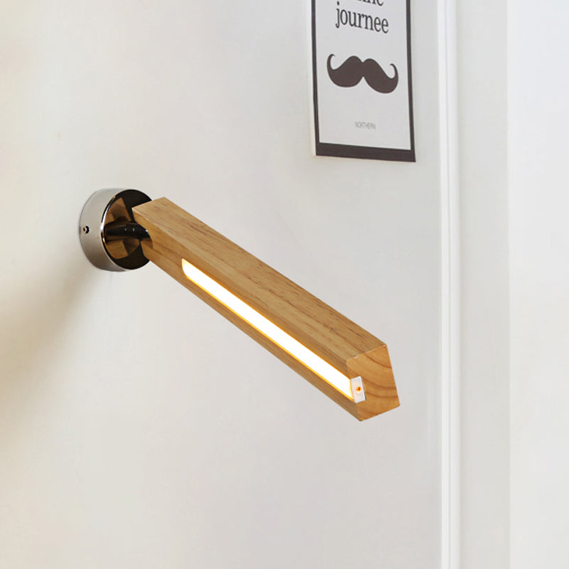 Rotatable Rectangle Wood Wall Light Simple Beige LED Sconce Ideas for Bedside, 3 Color Light Wood Clearhalo 'Modern wall lights' 'Modern' 'Wall Lamps & Sconces' 'Wall Lights' Lighting' 1789547