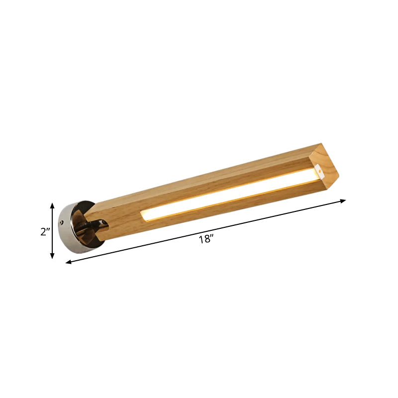 Rotatable Rectangle Wood Wall Light Simple Beige LED Sconce Ideas for Bedside, 3 Color Light Clearhalo 'Modern wall lights' 'Modern' 'Wall Lamps & Sconces' 'Wall Lights' Lighting' 1789550