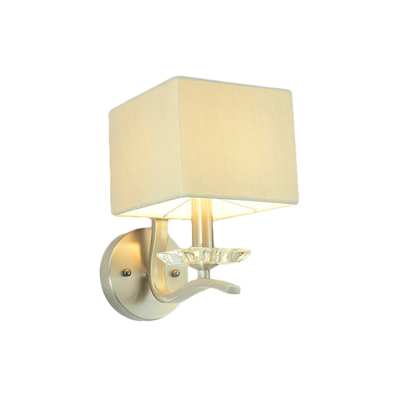Cube Bedside Wall Lamp Fabric Single Modern Wall Light Sconce in Grey/Black with Crystal Accent Clearhalo 'Modern wall lights' 'Modern' 'Wall Lamps & Sconces' 'Wall Lights' Lighting' 1789625