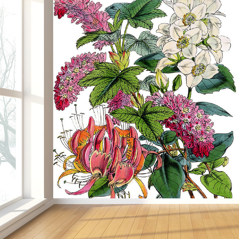 Stain Resistant Flowers Wall Mural Non-Woven Contemporary Wall Decor for Girls Room Green Clearhalo 'Wall Decor' 'Wall Mural' 1791797