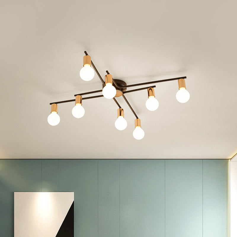 Metal Long Arm Flush Mount Light Adult Bedroom Living Room Romantic Ceiling Lamp Clearhalo 'Ceiling Lights' 'Close To Ceiling Lights' 'Close to ceiling' 'Semi-flushmount' Lighting' 1796120