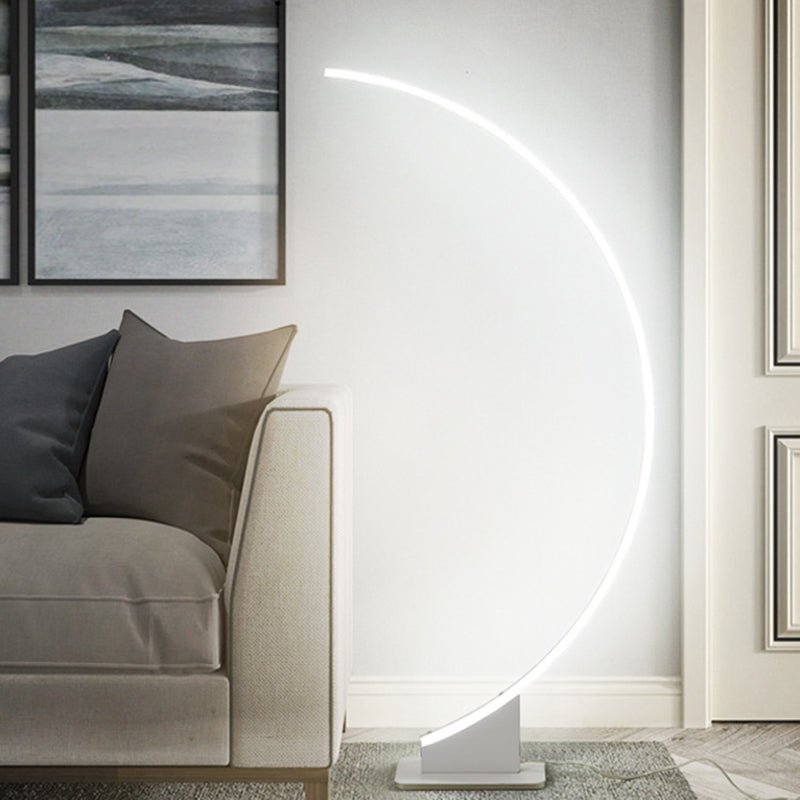White/Coffee Arch Floor Lamp Minimalist LED Metal Floor Standing Lighting in Warm/White Light for Bedroom Clearhalo 'Floor Lamps' 'Lamps' Lighting' 1804364