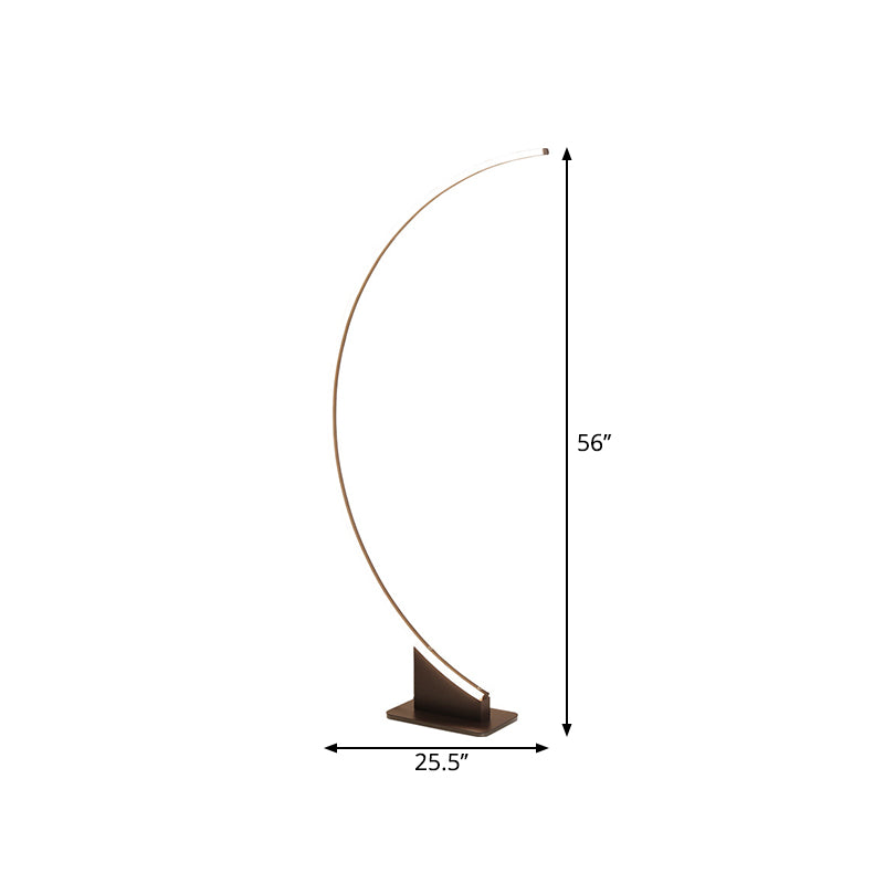 White/Coffee Arch Floor Lamp Minimalist LED Metal Floor Standing Lighting in Warm/White Light for Bedroom Clearhalo 'Floor Lamps' 'Lamps' Lighting' 1804372