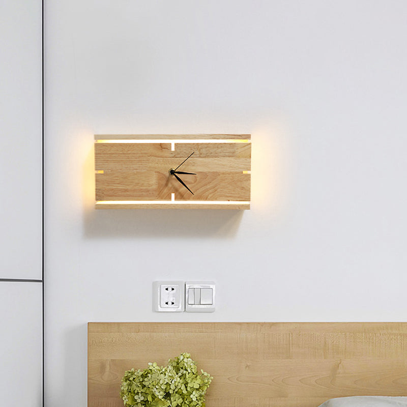 Rectangle/Round Parlor Flush Wall Sconce Acrylic LED Contemporary Wall Mounted Light with Clock Design in Beige Clearhalo 'Cast Iron' 'Glass' 'Industrial' 'Modern wall lights' 'Modern' 'Tiffany' 'Traditional wall lights' 'Wall Lamps & Sconces' 'Wall Lights' Lighting' 1804433