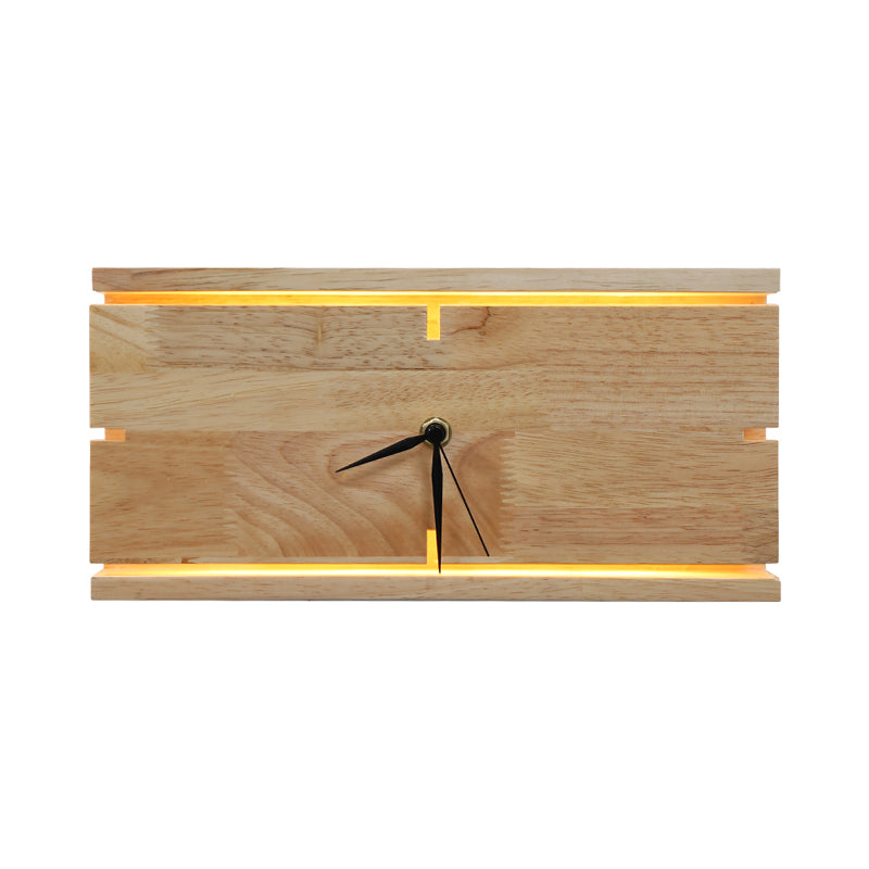 Rectangle/Round Parlor Flush Wall Sconce Acrylic LED Contemporary Wall Mounted Light with Clock Design in Beige Clearhalo 'Cast Iron' 'Glass' 'Industrial' 'Modern wall lights' 'Modern' 'Tiffany' 'Traditional wall lights' 'Wall Lamps & Sconces' 'Wall Lights' Lighting' 1804434