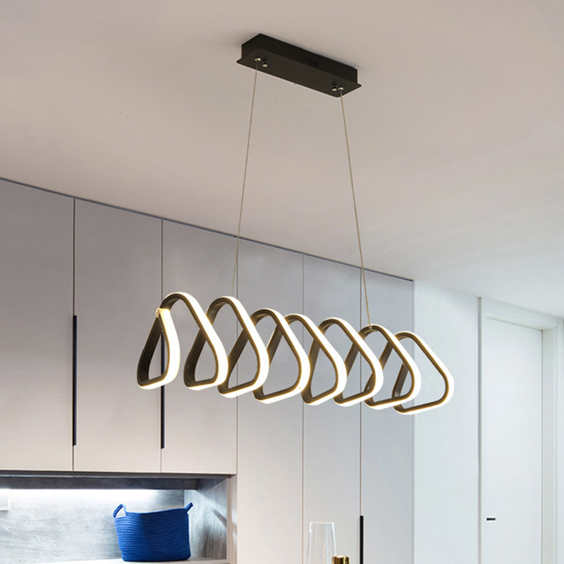 Triangle/Square Dining Room Island Light Metal LED Minimalism Ceiling Hang Fixture in Black Clearhalo 'Ceiling Lights' 'Island Lights' Lighting' 1804459