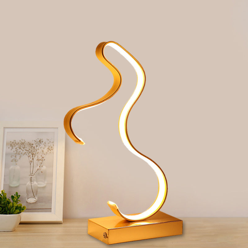 Black/Gold Horsey Shape Table Light Modern LED Metal Task Lighting with Rectangle Pedestal Clearhalo 'Lamps' 'Table Lamps' Lighting' 1804480
