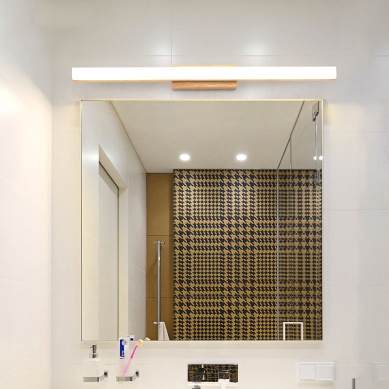 Wood Linear Vanity Sconce Light Minimalist 16"/23.5"/31.5" Width LED Wall Lighting Fixture in Beige Beige Clearhalo 'Modern wall lights' 'Modern' 'Vanity Lights' 'Wall Lights' Lighting' 1804507