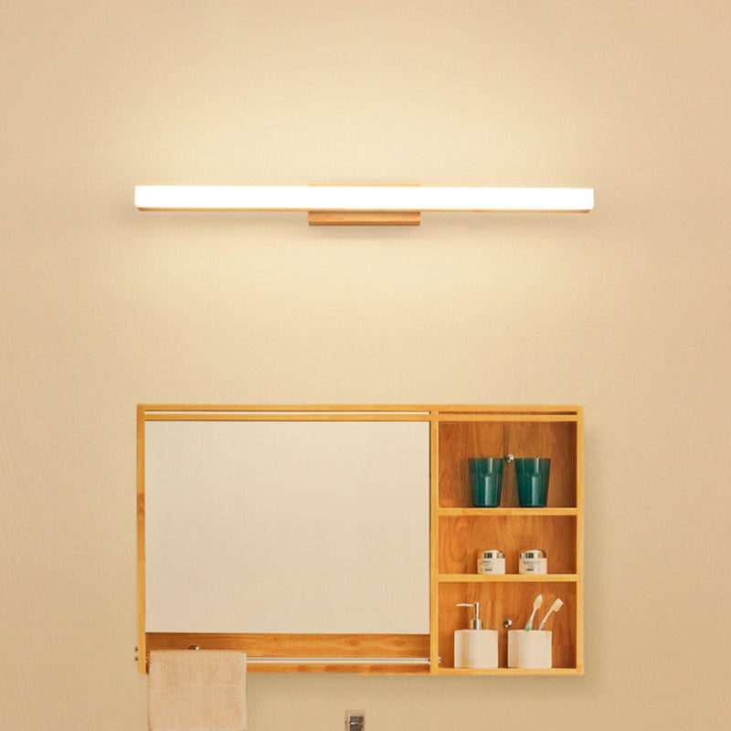 Wood Linear Vanity Sconce Light Minimalist 16"/23.5"/31.5" Width LED Wall Lighting Fixture in Beige Clearhalo 'Modern wall lights' 'Modern' 'Vanity Lights' 'Wall Lights' Lighting' 1804508