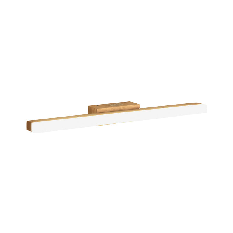 Wood Linear Vanity Sconce Light Minimalist 16"/23.5"/31.5" Width LED Wall Lighting Fixture in Beige Clearhalo 'Modern wall lights' 'Modern' 'Vanity Lights' 'Wall Lights' Lighting' 1804509