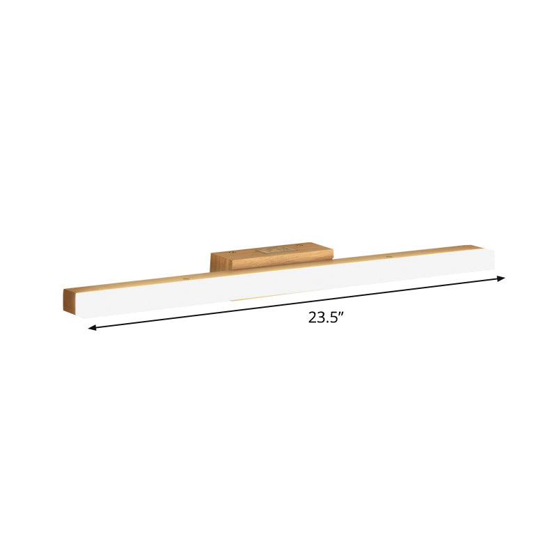 Wood Linear Vanity Sconce Light Minimalist 16"/23.5"/31.5" Width LED Wall Lighting Fixture in Beige Clearhalo 'Modern wall lights' 'Modern' 'Vanity Lights' 'Wall Lights' Lighting' 1804511
