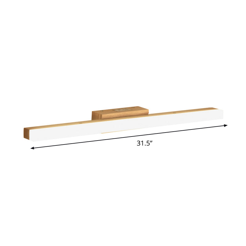 Wood Linear Vanity Sconce Light Minimalist 16"/23.5"/31.5" Width LED Wall Lighting Fixture in Beige Clearhalo 'Modern wall lights' 'Modern' 'Vanity Lights' 'Wall Lights' Lighting' 1804512