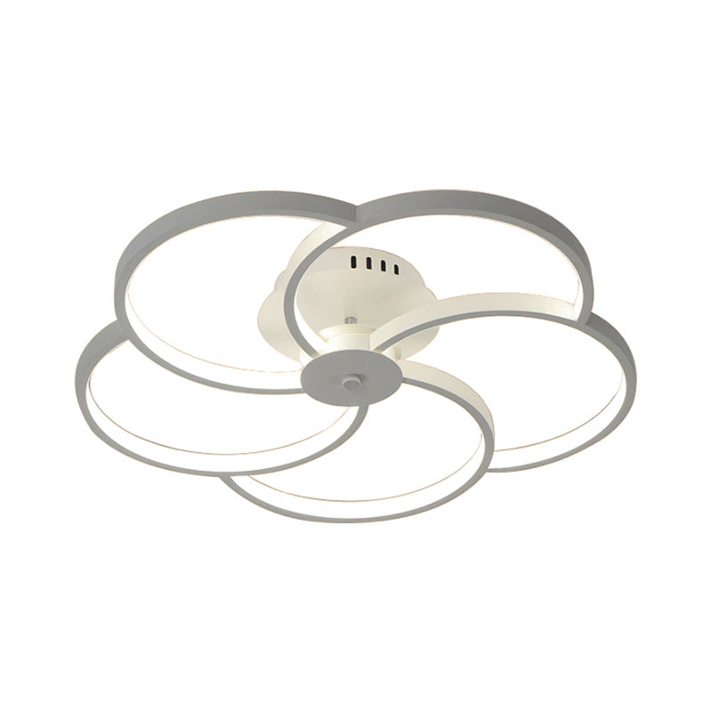 18"/21.5" W Flower Metal Semi Flush Light Simple Black/White LED Close to Ceiling Lamp in Warm/White/Natural Light Clearhalo 'Ceiling Lights' 'Close To Ceiling Lights' 'Close to ceiling' 'Semi-flushmount' Lighting' 1804549