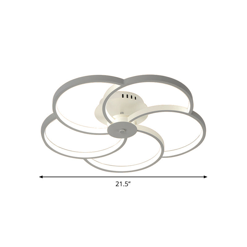 18"/21.5" W Flower Metal Semi Flush Light Simple Black/White LED Close to Ceiling Lamp in Warm/White/Natural Light Clearhalo 'Ceiling Lights' 'Close To Ceiling Lights' 'Close to ceiling' 'Semi-flushmount' Lighting' 1804550