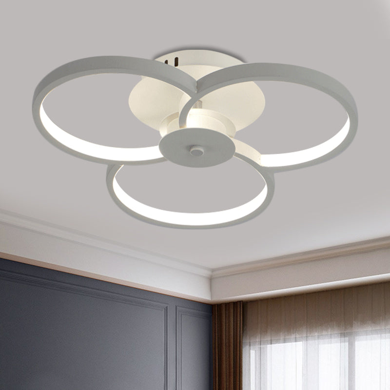 18"/21.5" W Flower Metal Semi Flush Light Simple Black/White LED Close to Ceiling Lamp in Warm/White/Natural Light Clearhalo 'Ceiling Lights' 'Close To Ceiling Lights' 'Close to ceiling' 'Semi-flushmount' Lighting' 1804552