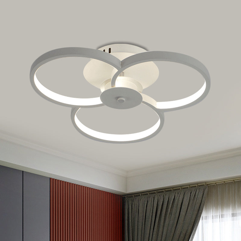 18"/21.5" W Flower Metal Semi Flush Light Simple Black/White LED Close to Ceiling Lamp in Warm/White/Natural Light Clearhalo 'Ceiling Lights' 'Close To Ceiling Lights' 'Close to ceiling' 'Semi-flushmount' Lighting' 1804553