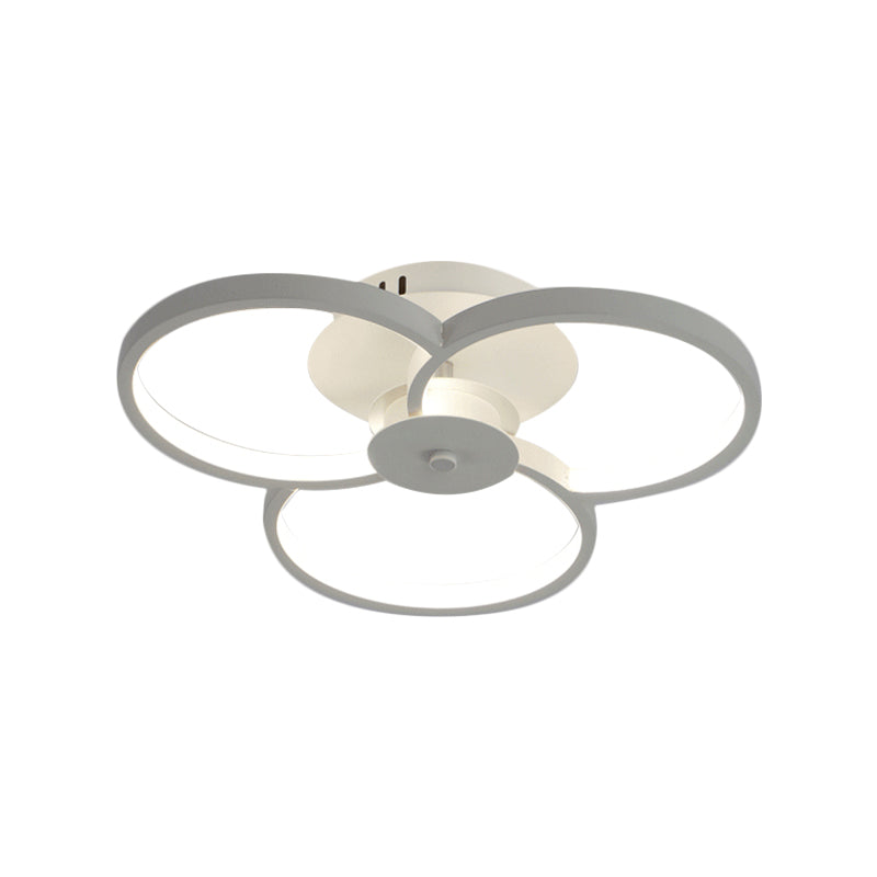 18"/21.5" W Flower Metal Semi Flush Light Simple Black/White LED Close to Ceiling Lamp in Warm/White/Natural Light Clearhalo 'Ceiling Lights' 'Close To Ceiling Lights' 'Close to ceiling' 'Semi-flushmount' Lighting' 1804554