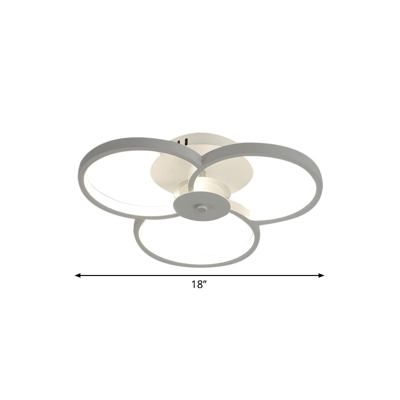 18"/21.5" W Flower Metal Semi Flush Light Simple Black/White LED Close to Ceiling Lamp in Warm/White/Natural Light Clearhalo 'Ceiling Lights' 'Close To Ceiling Lights' 'Close to ceiling' 'Semi-flushmount' Lighting' 1804555