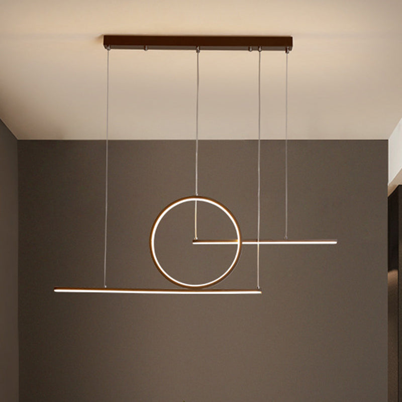 LED Restaurant Island Lamp Modernism Black/Gold Drop Pendant with Circle and Linear Metal Shade in Warm/White Light Clearhalo 'Ceiling Lights' 'Island Lights' Lighting' 1804567