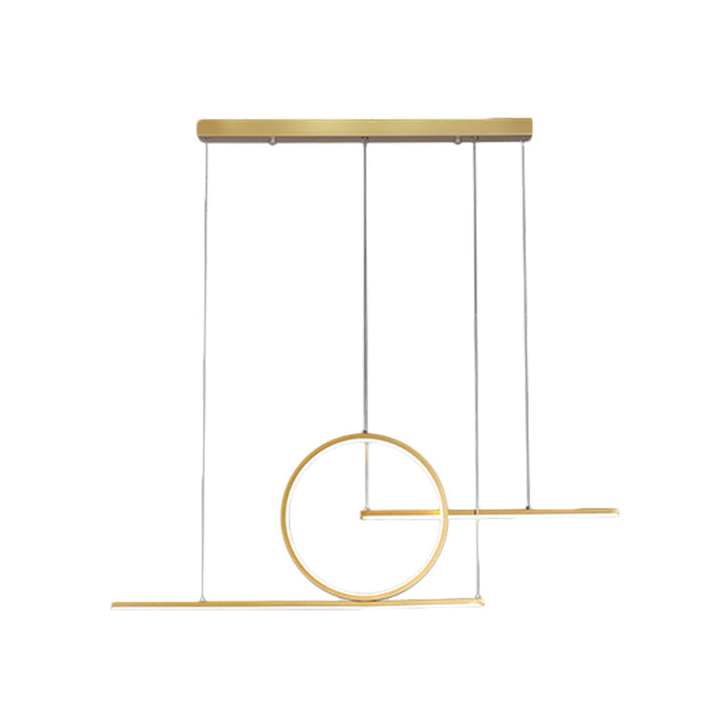 LED Restaurant Island Lamp Modernism Black/Gold Drop Pendant with Circle and Linear Metal Shade in Warm/White Light Clearhalo 'Ceiling Lights' 'Island Lights' Lighting' 1804573