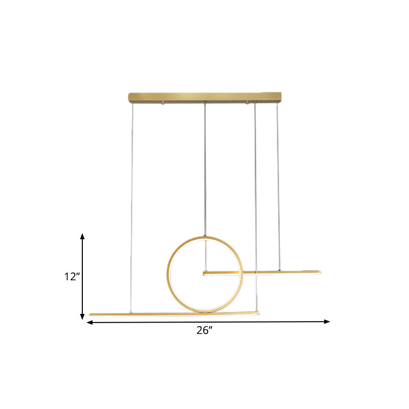LED Restaurant Island Lamp Modernism Black/Gold Drop Pendant with Circle and Linear Metal Shade in Warm/White Light Clearhalo 'Ceiling Lights' 'Island Lights' Lighting' 1804574